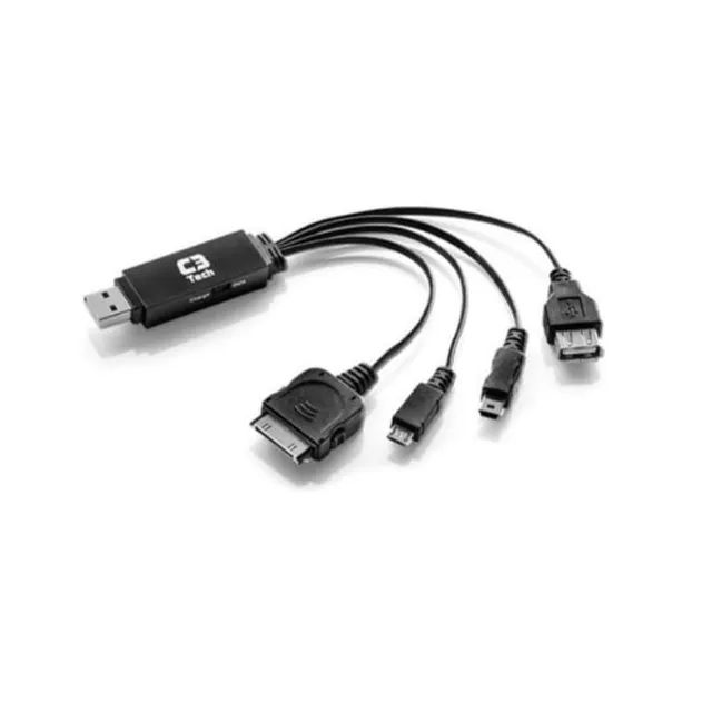 Cabo USB 4 em 1 C3 Tech iPhone 4, Micro USB, Mini USB e USB 