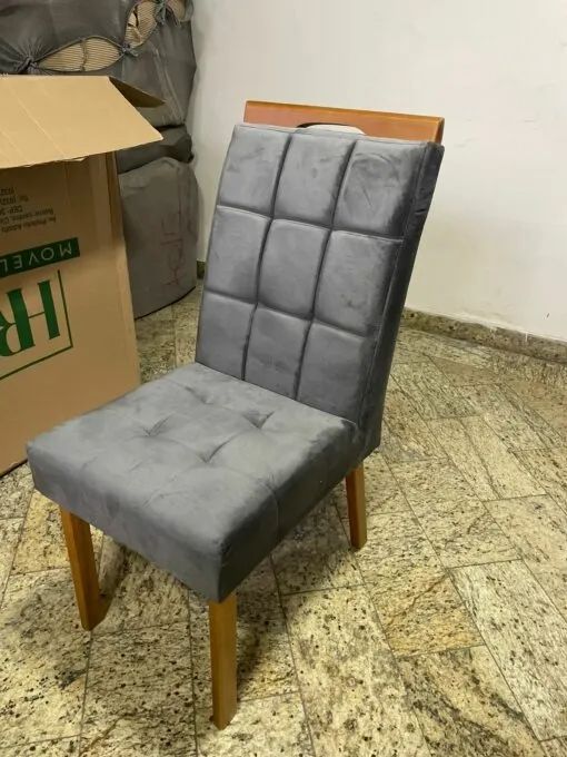 Kit Conjunto2 Cadeiras madeira Maciça Lara Mel/Grafite - Foto 3