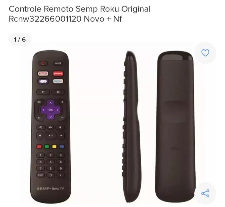 Controle remoto original Semp Roku 