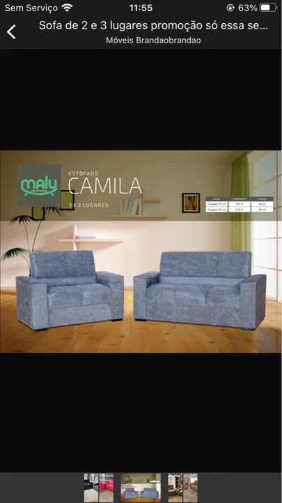 Sofá camila 2 e 3 lugares apenas 680,00
