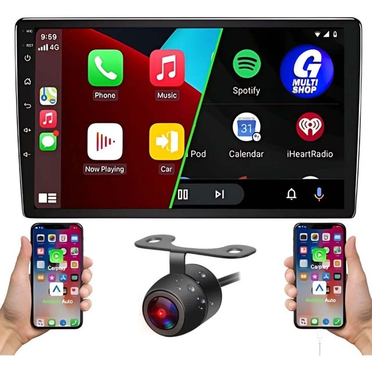 Central Multimídia Android 9 polegadas 2 Din car play android auto + camera ré - Foto 3