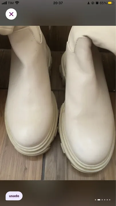 bota cano longo cavalaria off white