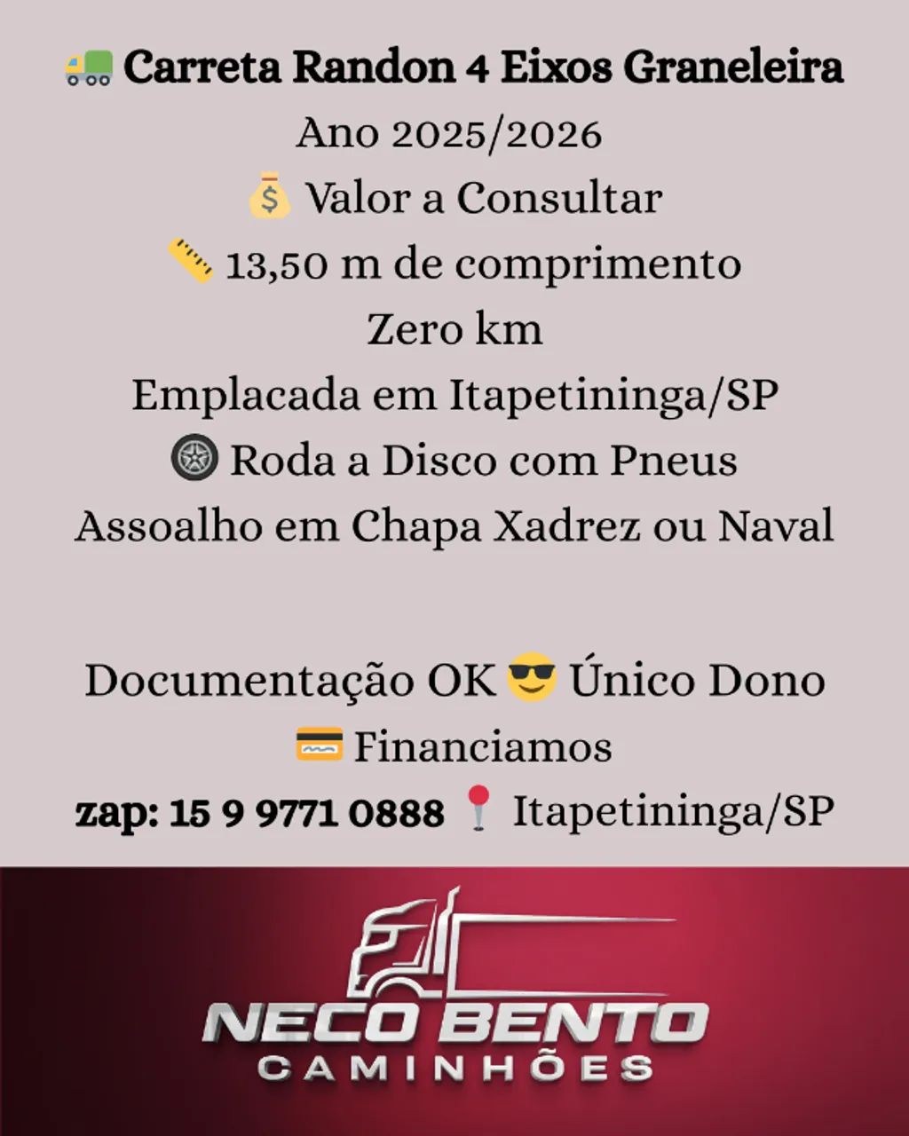 Carreta Randon 4 Eixos Zero KM Graneleira 13,5m 2025/2026 Emplacada  - Foto 6