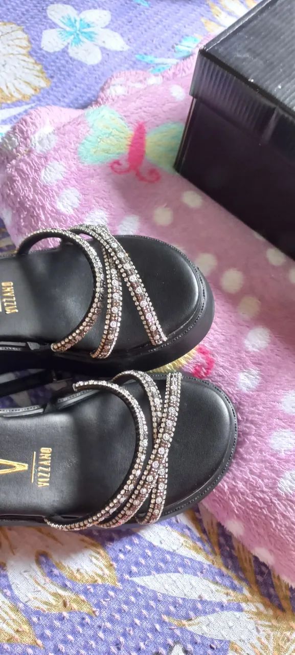 Sandália Plataforma Vizzano 34 Preta com Strass - Foto 5