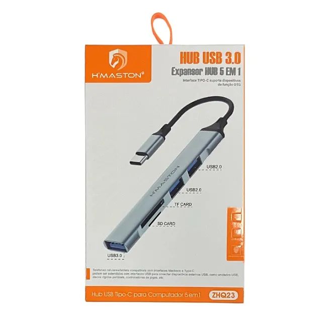 Hub USB H'Maston 3.0 Tipo C para Computador 5 em 1