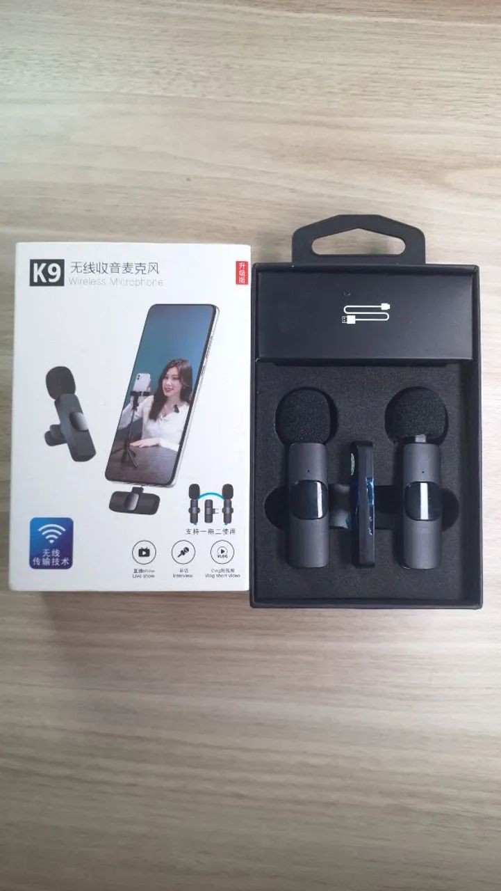 Microfone Sem Fio Para Celular K9 - Gravação de Áudio de Alta Qualidade