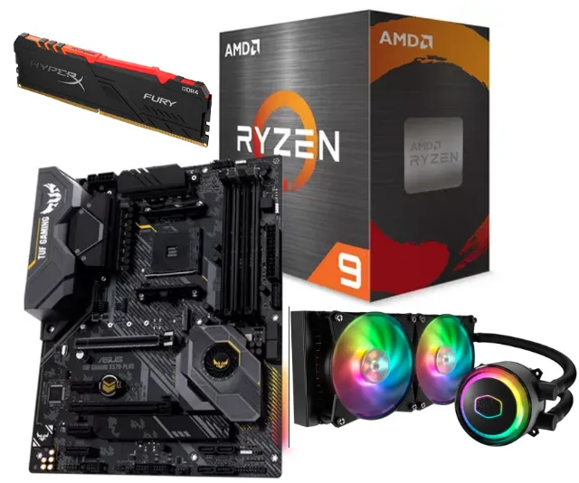 Kit Placa mãe X570 TUF + AMD Ryzen 5900x + 32GB DDR4 + WC 240mm