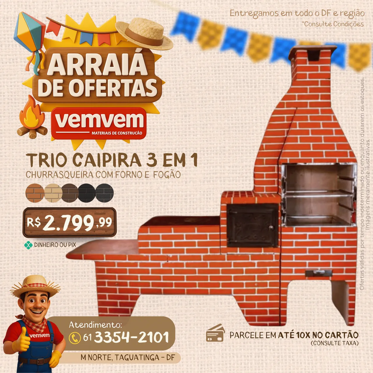 Churrasqueira Trio Caipira 3 em 1 - Oferta de Arraiá!