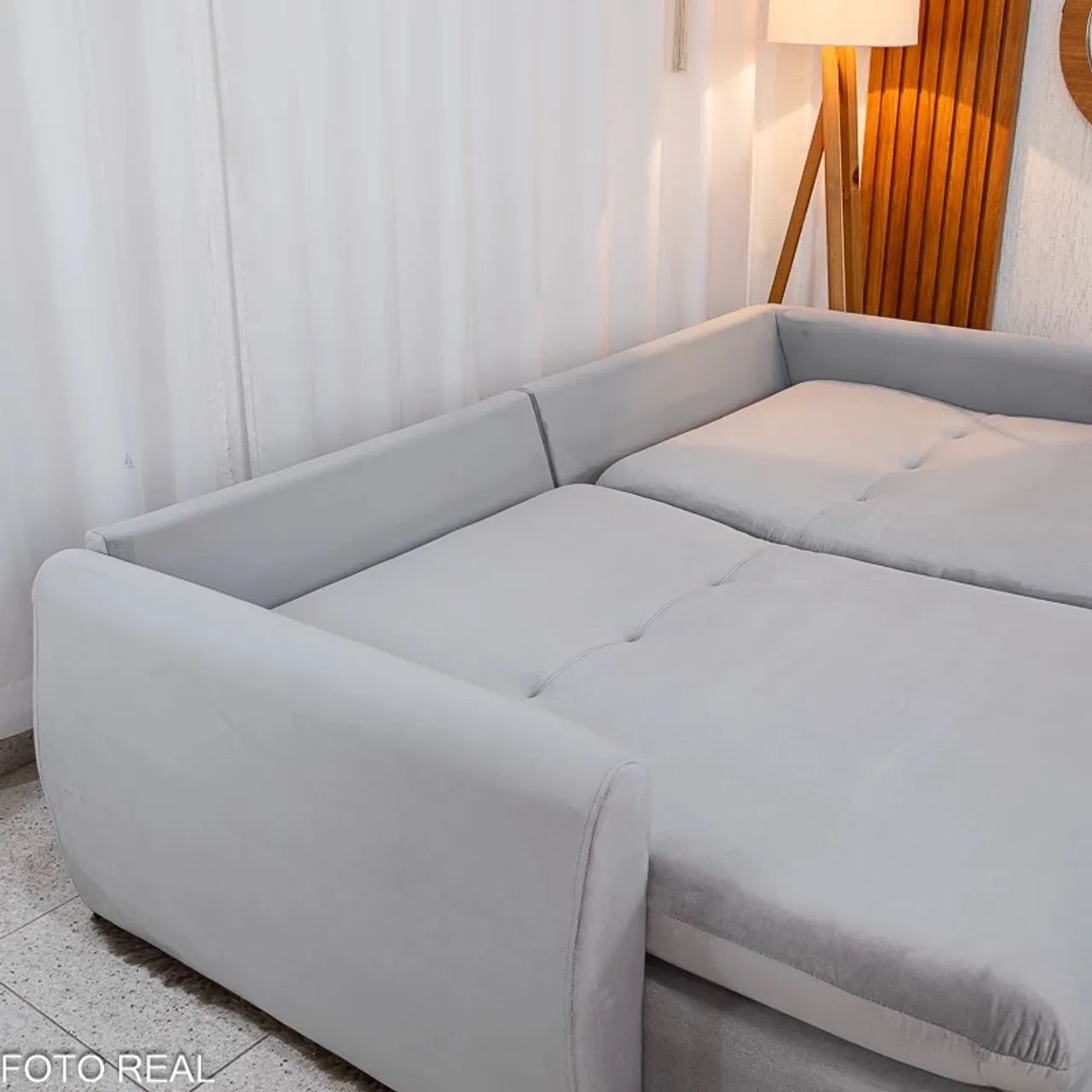 Sofá Retrátil Amaranto Premium 2.30m Veludo Prata - Sem Caixa rf65 - Foto 2