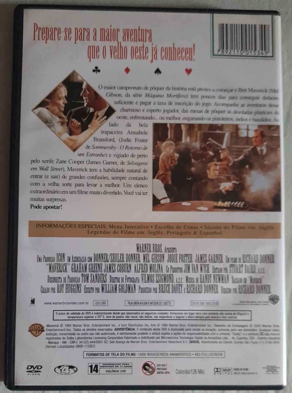 DVD Maverick - Mel Gibson 1997 - Foto 2