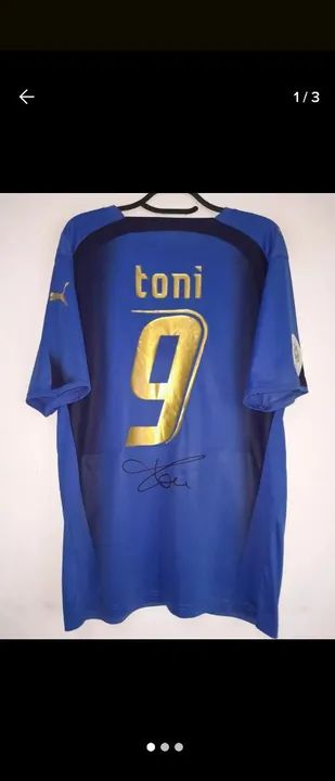 Camisa Itália Copa Mundo 2006 #9 Toni Autografada Certificada 