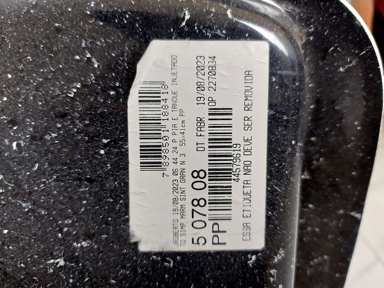 Tanque de mármore sintético preto de 55x41 cm com coluna  - Foto 4