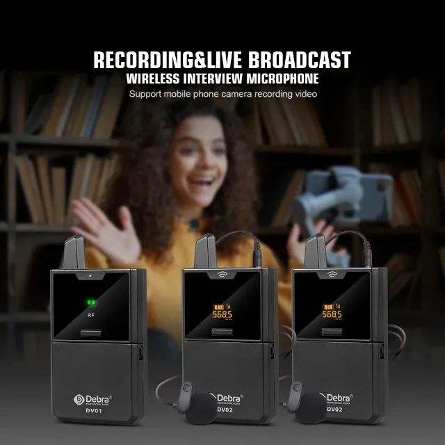 Microfone Lapela Sem Fio Duplo Uhf Debra Dv02 - Foto 2