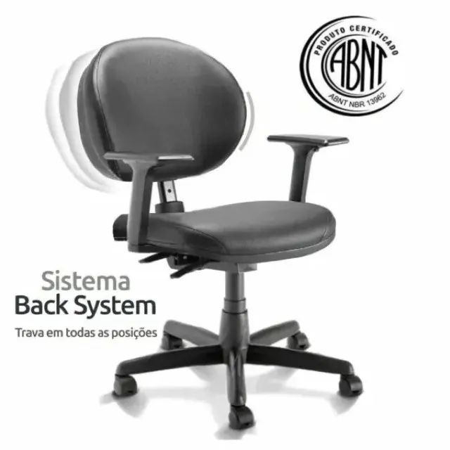 Cadeira Executiva PLUS Lisa Back System Preta com Braços Reguláveis Conforto Modelo 32968