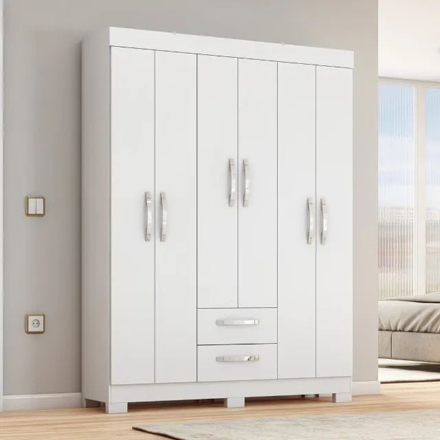 GUARDA ROUPA 6 PORTAS 2 GAVETAS