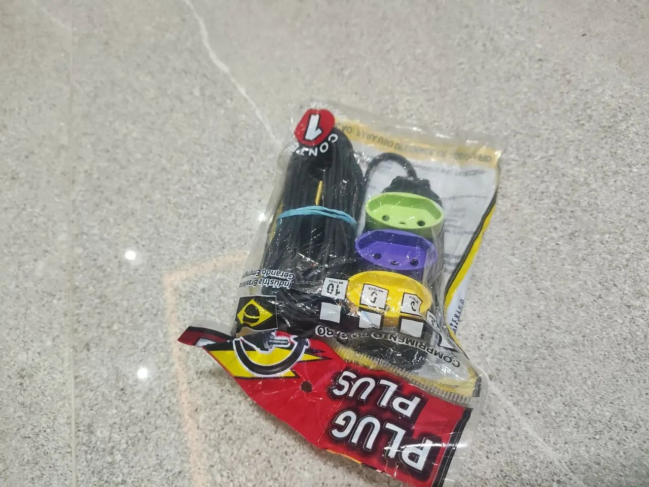 Extensão Elétrica 5 metros Plug Plus com Tomadas Coloridas