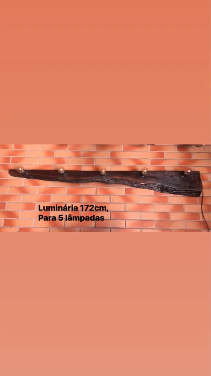 Luminária Rústica de Madeira 172cm