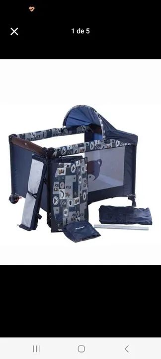 Berço Funny - Voyage azul ursinho - portátil (seminovo)