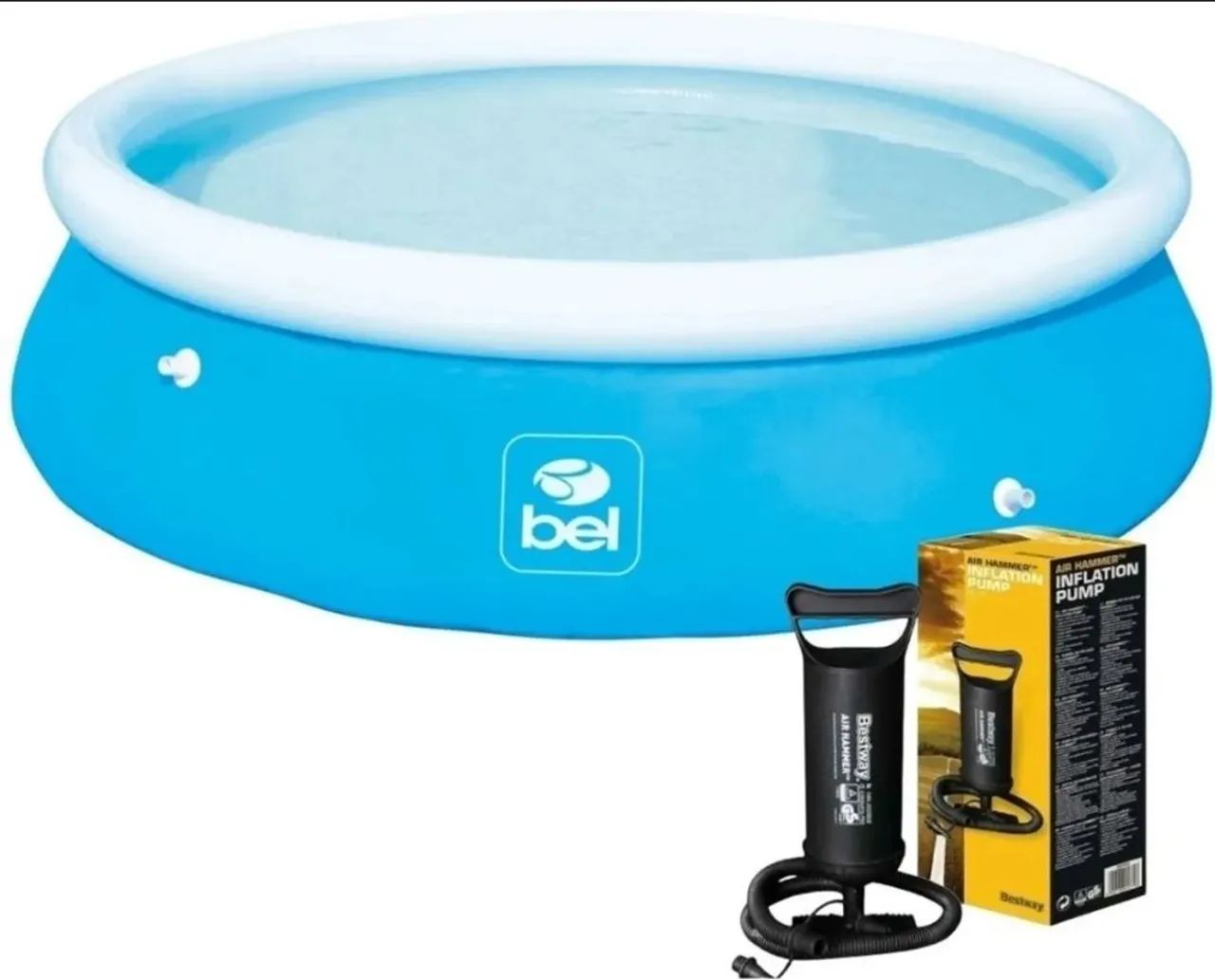 Piscina Redonda 3.700L Borda Inflável + Bomba de Ar Manual!!! - Foto 4