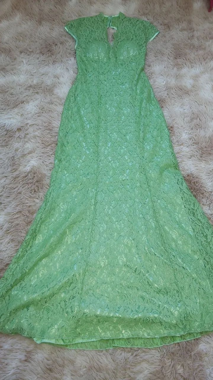 Vestido de festa em renda verde - Foto 3