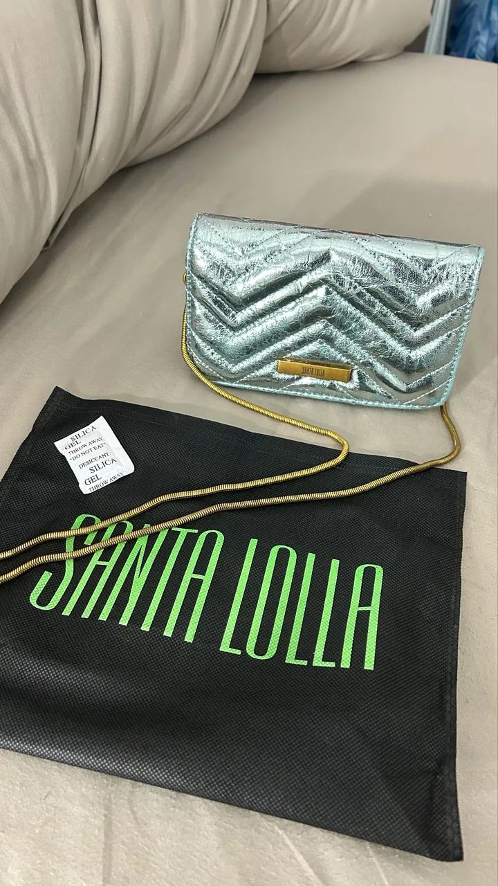 Bolsa Santa Lolla - azul bebê metalizada
