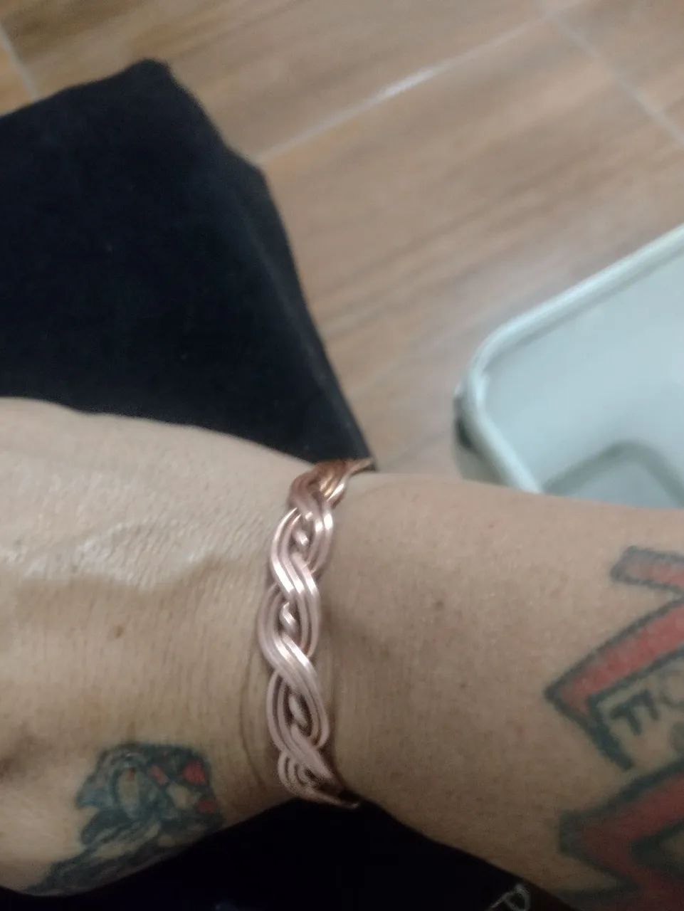 Pulseira de cobre natural artesanal ajustável  - Foto 5