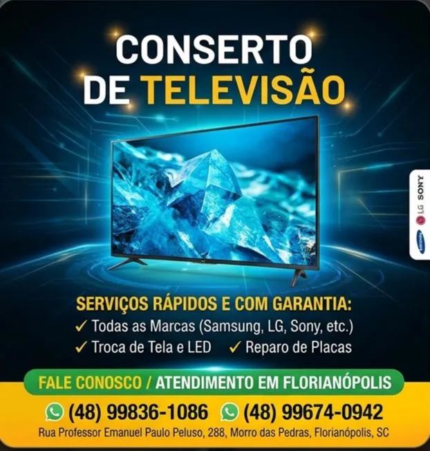 Conserto de TV - qualquer marca e modelo. Sul da ilha.