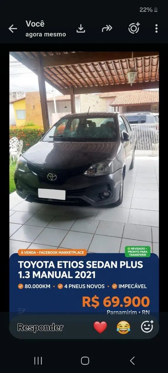 Toyota Etios ETIOS X Plus Sedan 1.5 Flex 16V 4p Mec. 2021