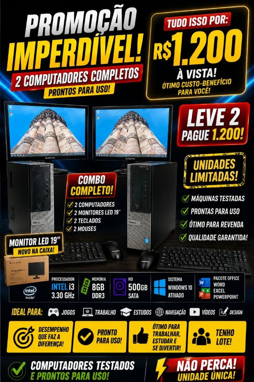 Dois computadores dell Léia anúncio