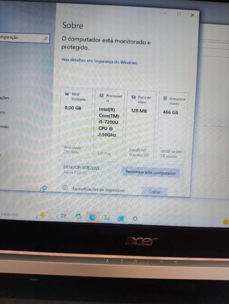 Notebook i5 sétima geração 8gb memória ram ddr4 e ssd - Foto 4