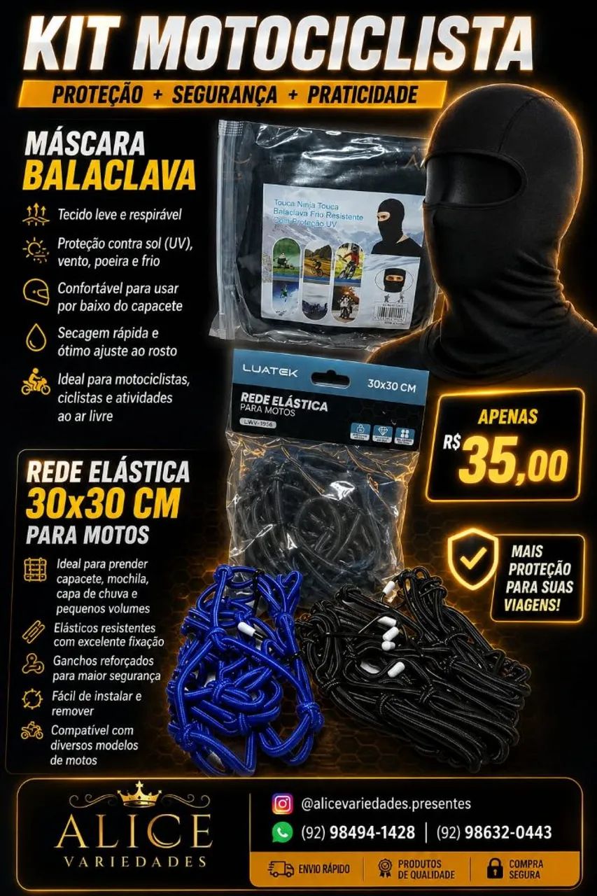 Balaclava e rede para capacete 