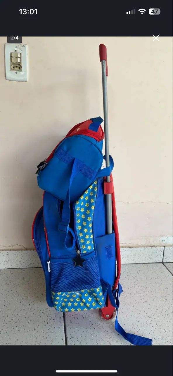Mochila escolar de rodinha com lancheira do super Mário bros  - Foto 2