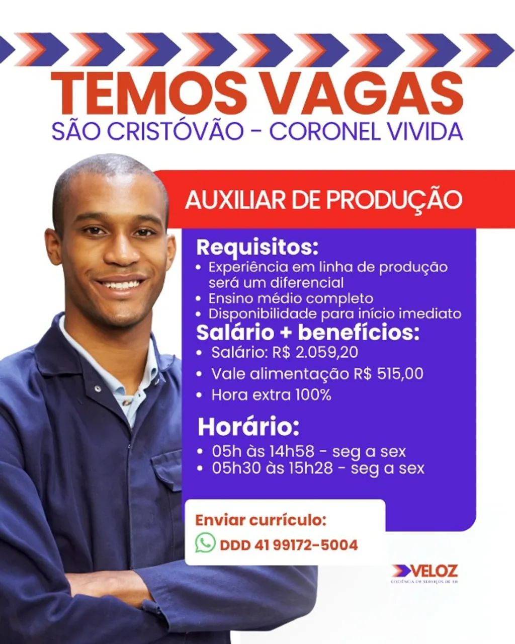 DIVERSAS VAGAS DE AUXILIAR DE PRODUÇÃO!!!