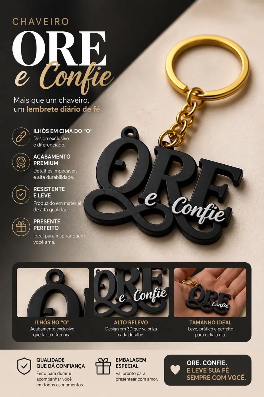Chaveiro "ORE e confie" - Fé e estilo em cores vibrantes! - Foto 3