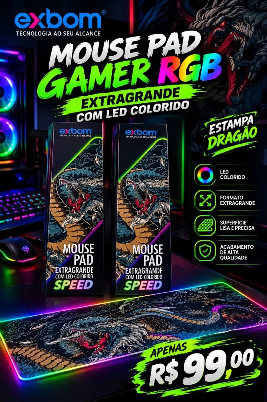 Mouse pad dragão rgb - Foto 4