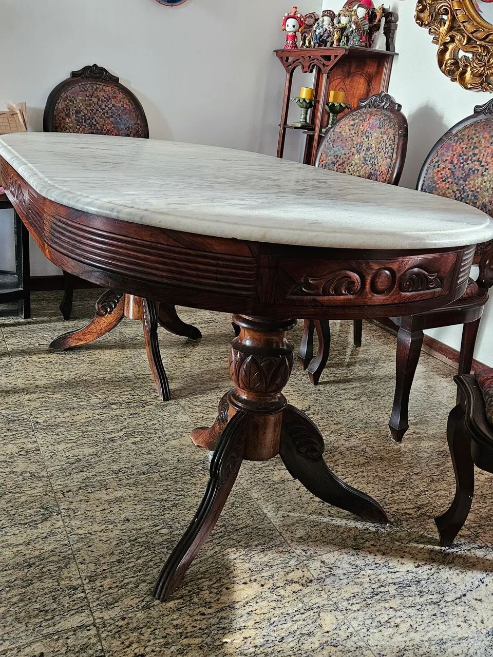 Mesa retangular, em jacaranda com seis cadeiras  - Foto 2