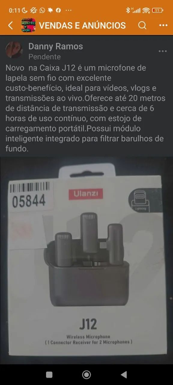 Microfone de lapela 