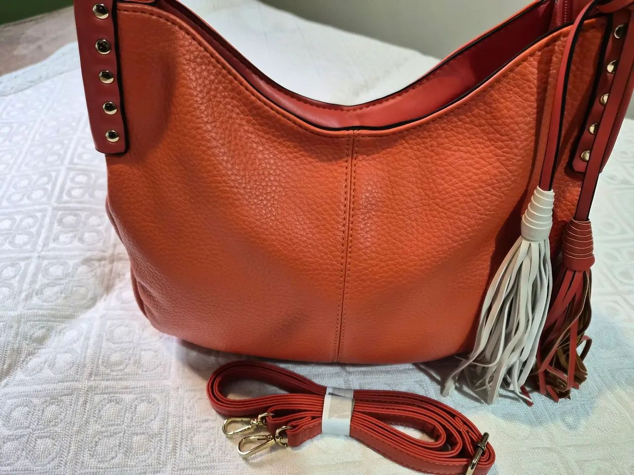 Bolsa linda em PU na cor laranja 