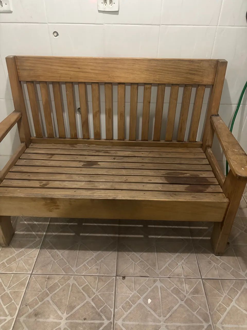 Conjunto banco madeira rustico 