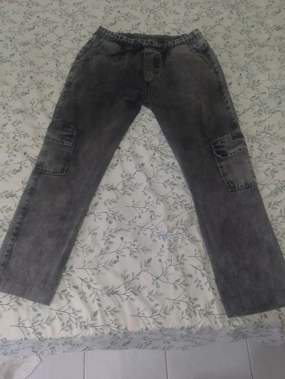 Calça Cargo Cinza Estilo Jeans com Elastano Tam. M (Nova)