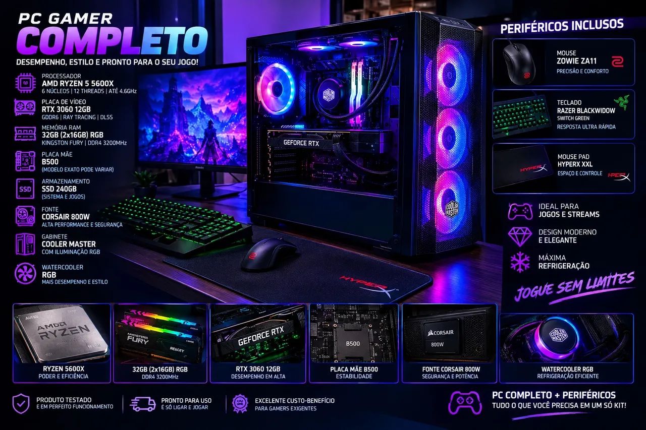 PC GAMER , Ryzen 5600x + RTX 3060 12gb