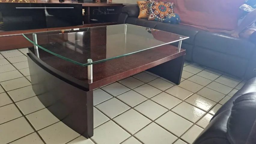 Mesa de Centro em Madeira, Ferro e Vidro - Foto 3