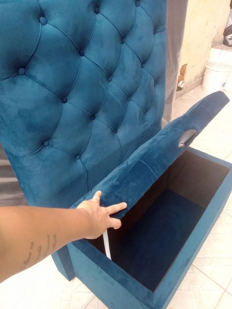 Kit cabeceira + puf recamier pé de cama solteiro frete grátis  - Foto 5