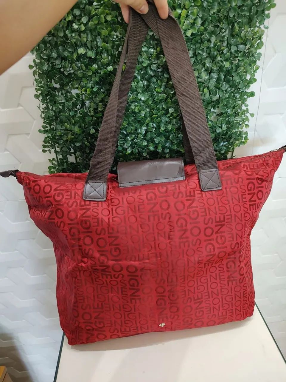 Bolsa vermelha Soigne tiracolo mão praia sacola viagem dobrável  - Foto 3