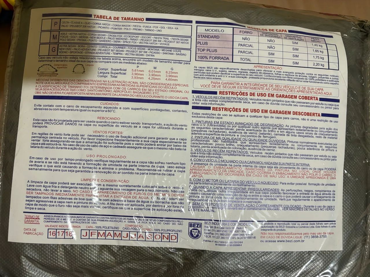 CAPA TAMANHO (P) PARA COBERTURA DE AUTOMÓVEL. - Foto 2