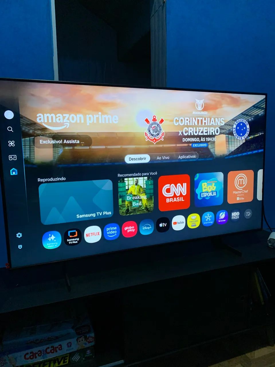Smart TV Nova de 55 polegadas, qualidade 4k Samsung 