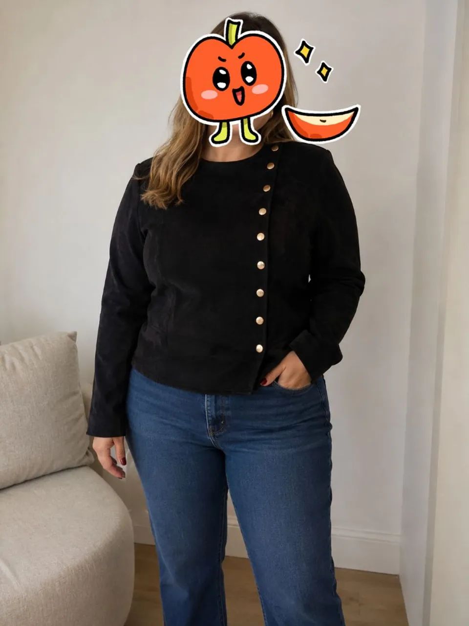Jaqueta de couro camurçado preta G - Foto 5