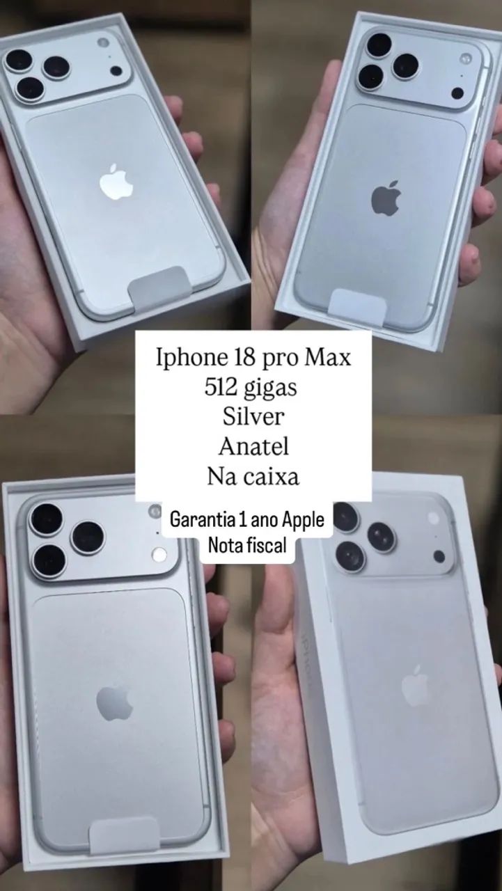 IPHONE 18 PRO MAX 512GB SILVER NOVO - Celulares e Smartphones