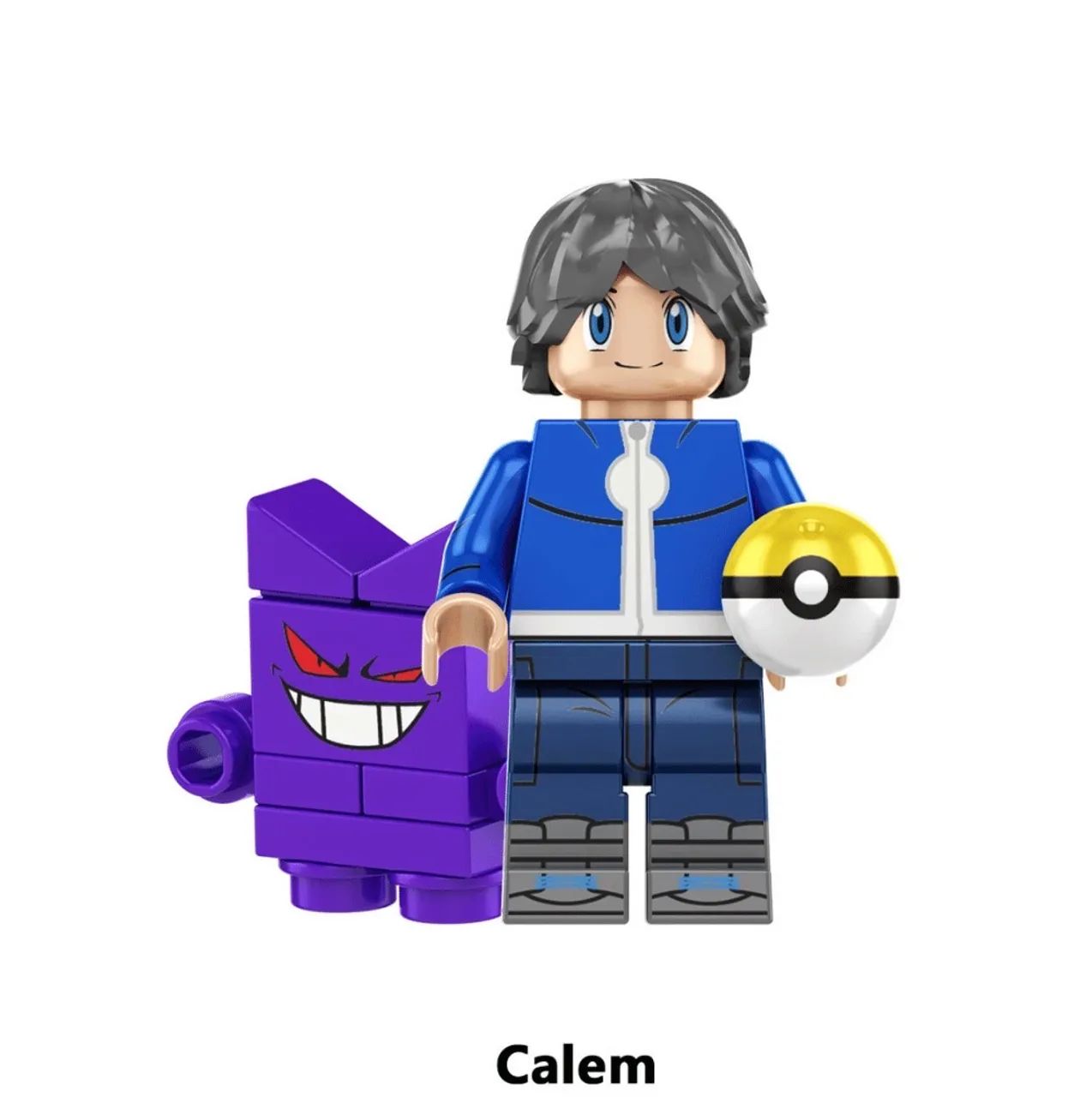 Miniatura Pokémon Calem e Gengar 2 em 1 X Y Kalos 5cm