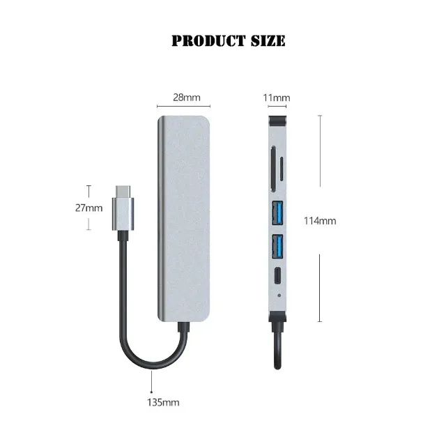Hub Usb C Tipo C 6 em 1 Adaptador Compatível MacBook e Nintendo Switch - Foto 4